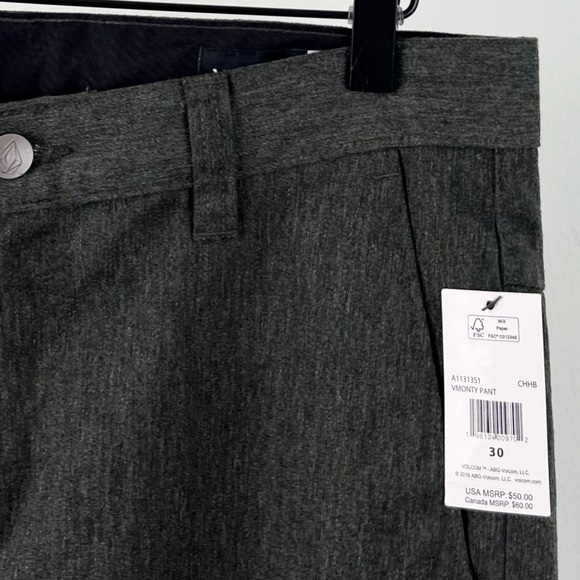NWT Volcom Mens Vmonty Pants In Charcoal Heather - Picture 6 of 8